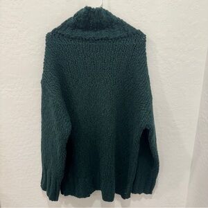 J. Crew Boucle Sweater Women’s Large/ XL Green Cowl Neck Chunky Knit